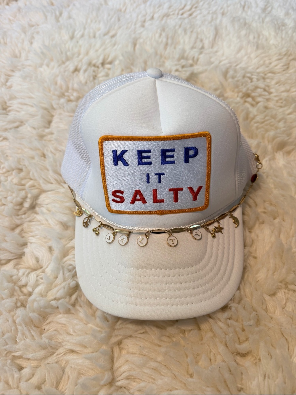 White 'Keep It Salty' Embroidered Trucker Hat - Picture 2 of 6